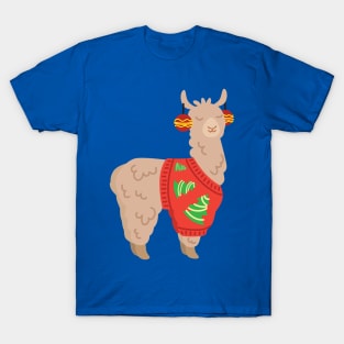 Llama with Ugly Christmas Sweater T-Shirt